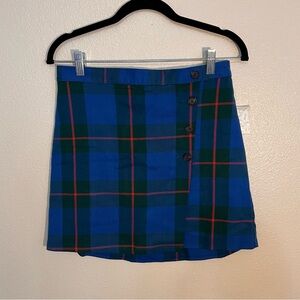 SO Blue & Green Plaid Faux Wrap Mini Skirt – Size 9 NWT